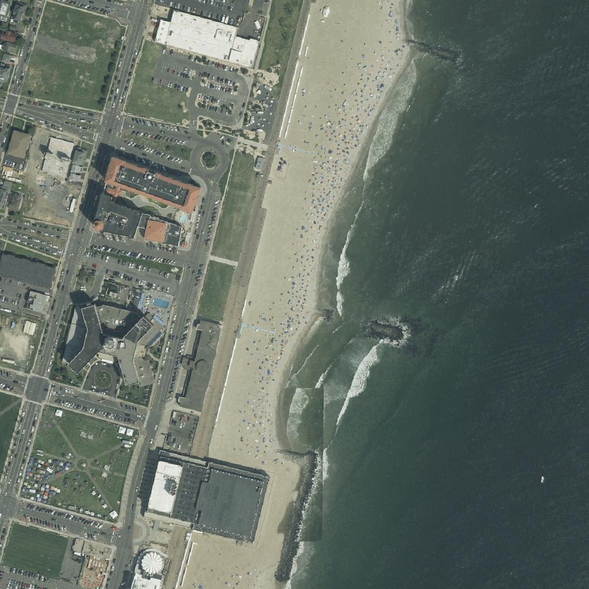 Aerial map of Asbury Park Boardwalk and Beach