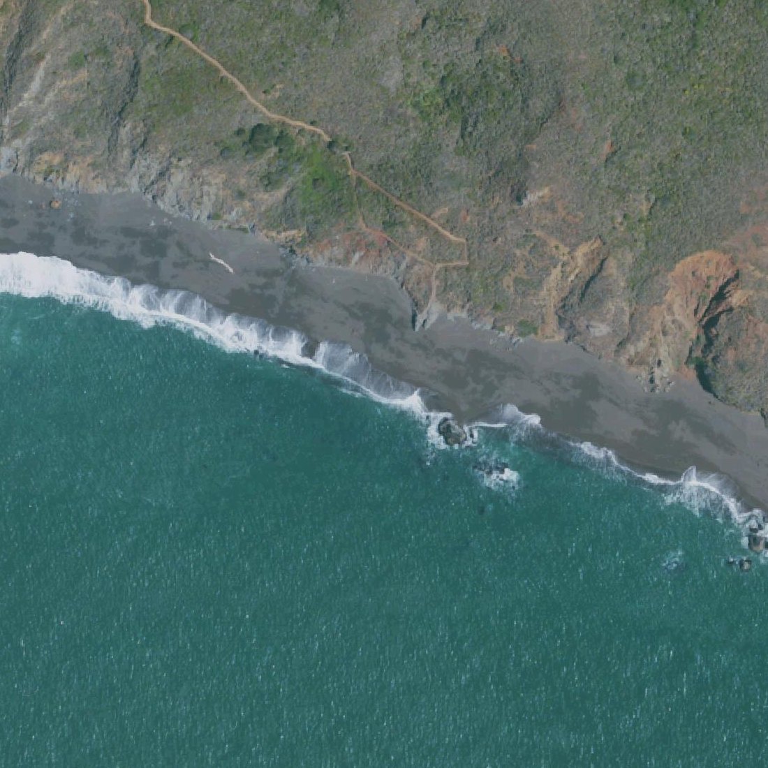 Aerial map of Black Sands Beach