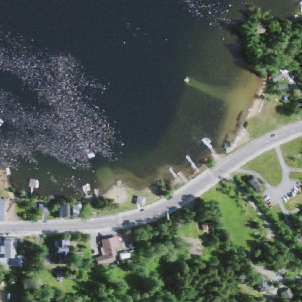 Aerial map of Blue Mountain Lake Beach