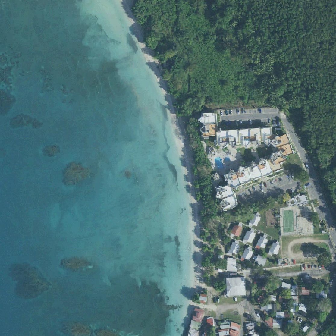 Aerial map of Buyé Beach