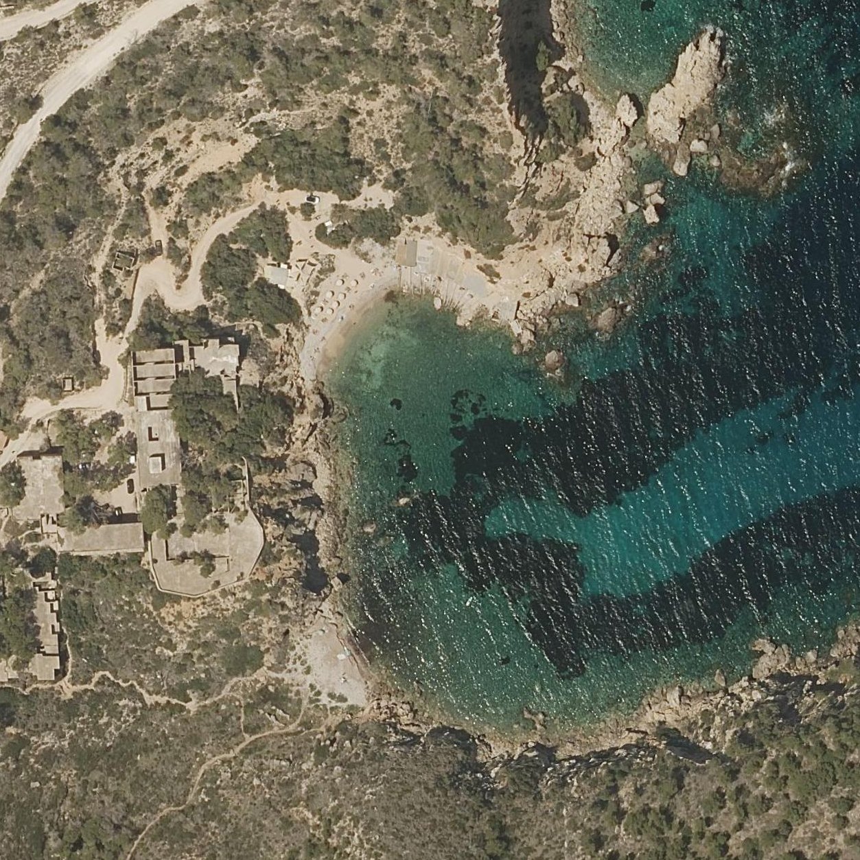 Aerial map of Cala d'en Serra