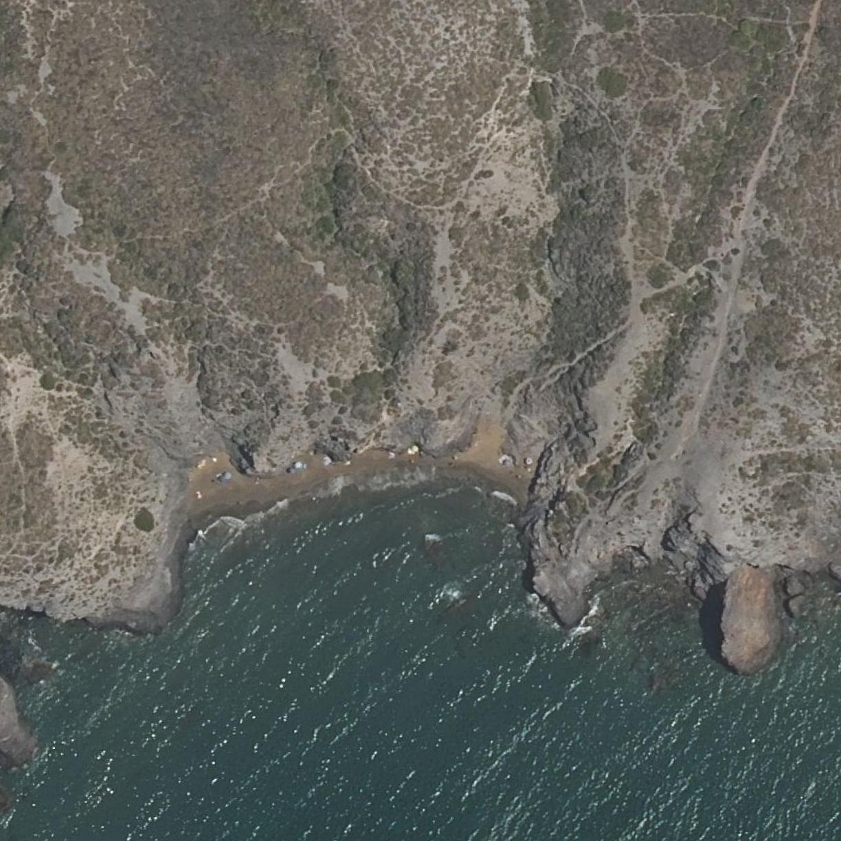 Aerial map of Cala de las Mulas