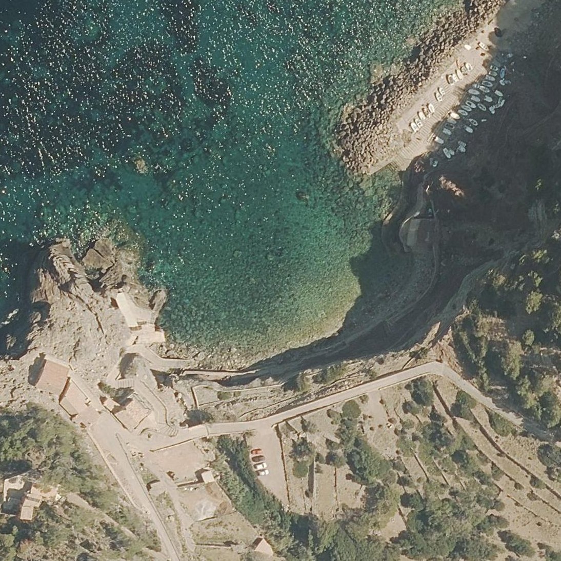 Aerial map of Cala Estellencs