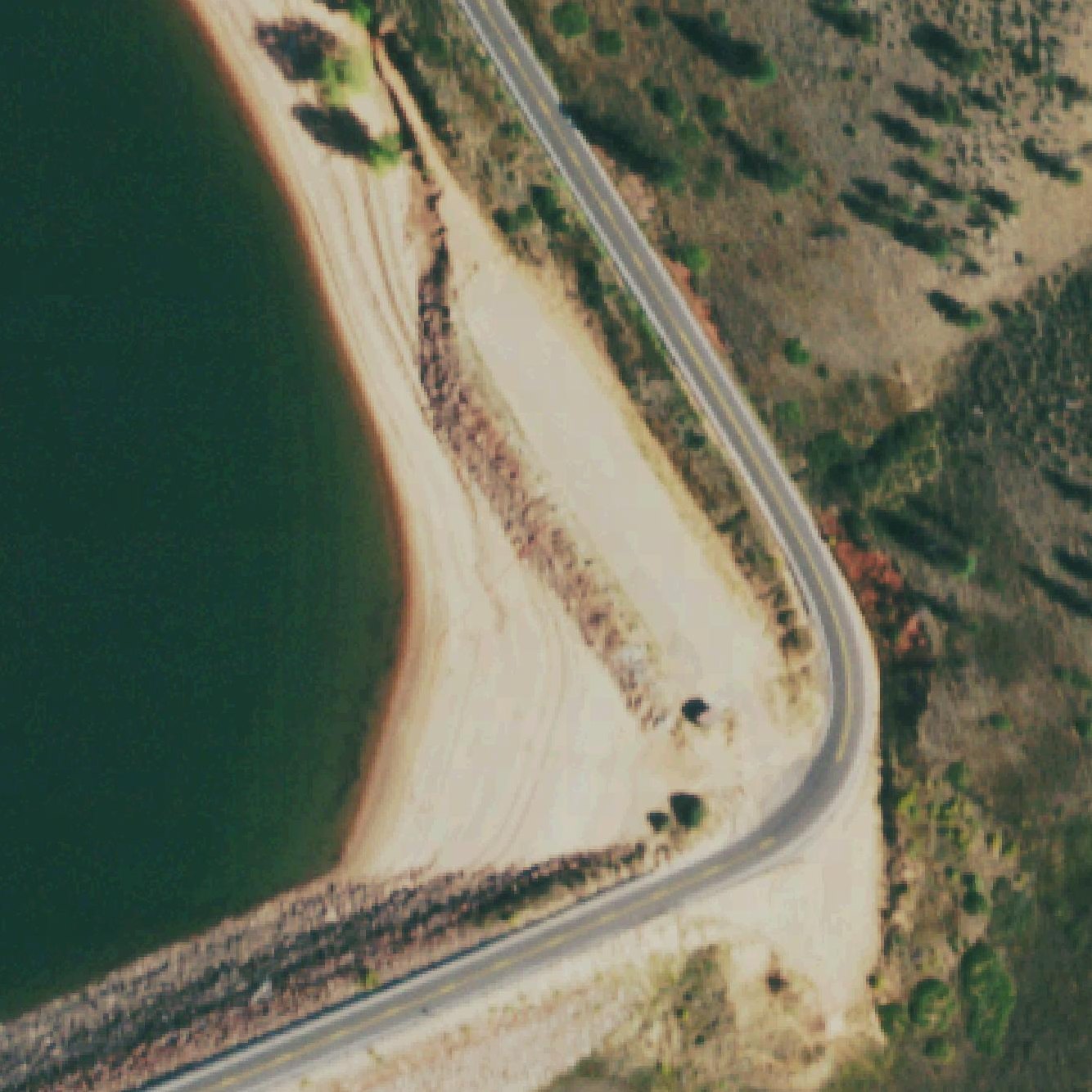 Aerial map of Carter Lake swim beach
