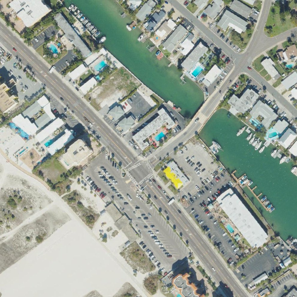 Aerial map of City Of St. Petersburg Municipal Beach & Treasure Island