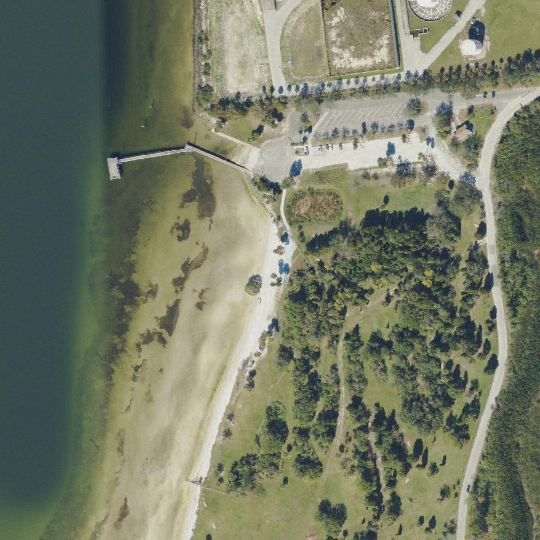 Aerial map of Dog Beach at Picnic Island Park