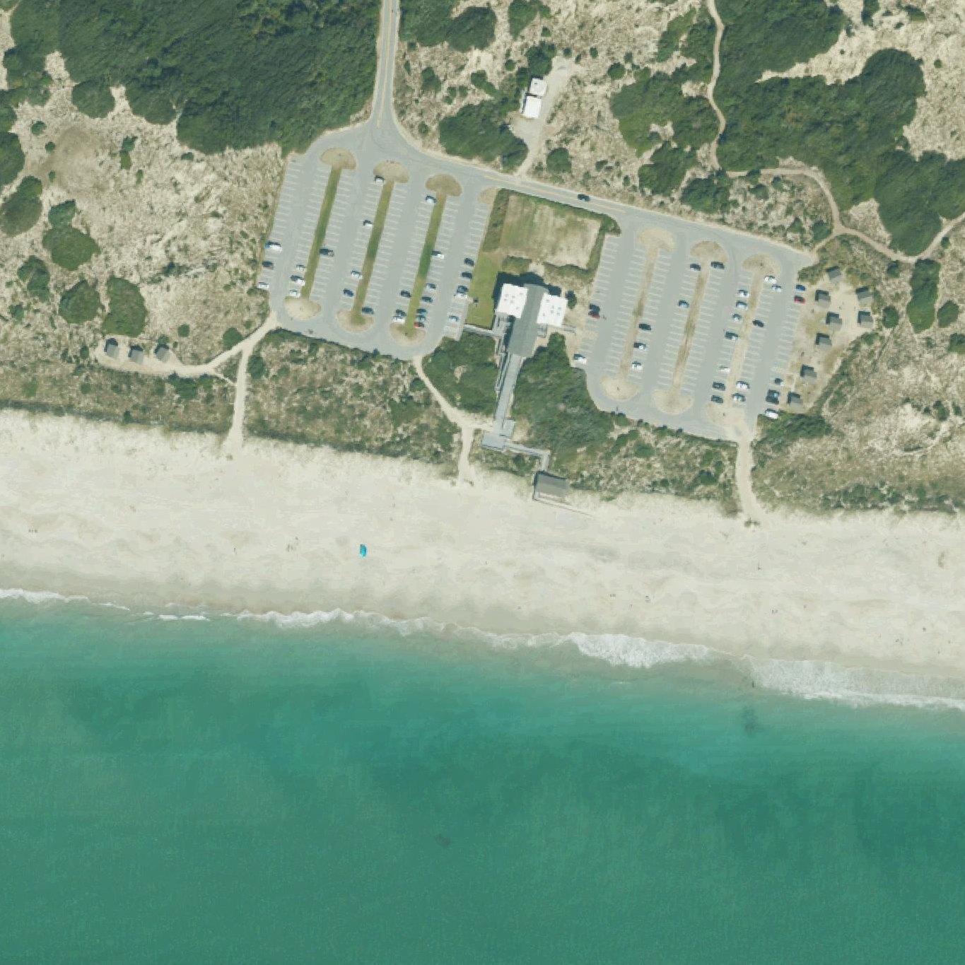 Aerial map of Fort Macon Beach & Historic Landmark