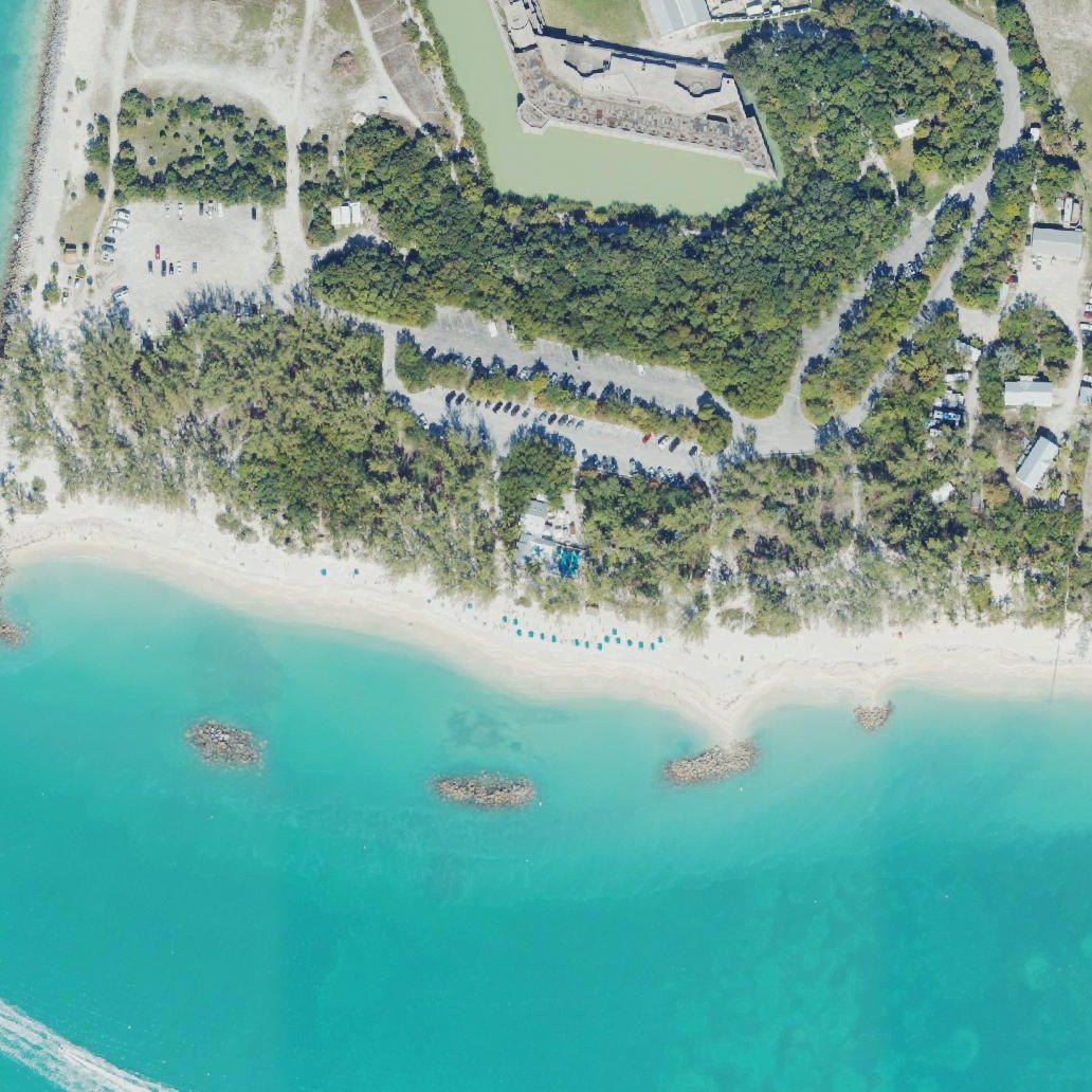 Aerial map of Fort Zachary Taylor Beach Weddings