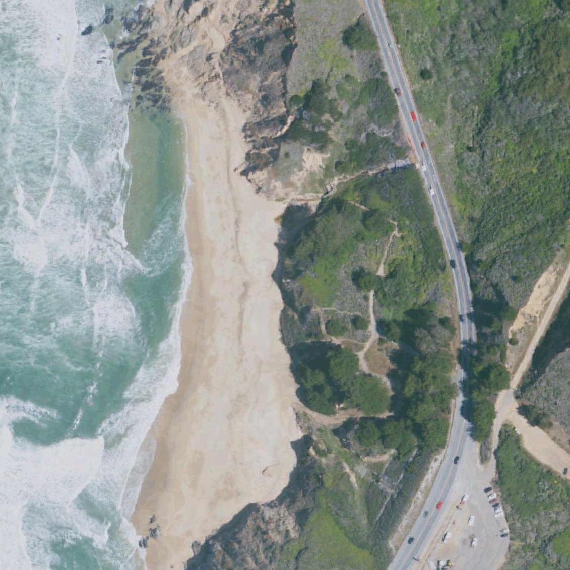 Aerial map of Gray Whale Cove State Beach