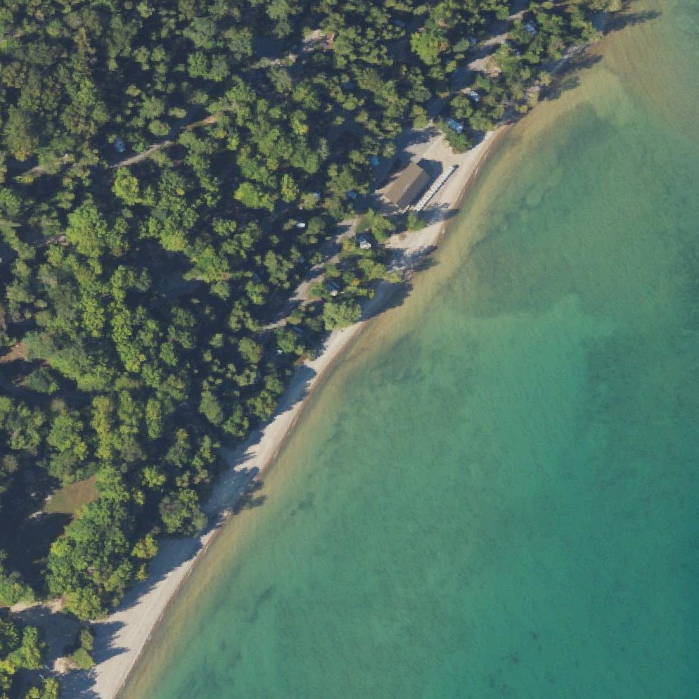 Aerial map of Harrisville State Park Beach