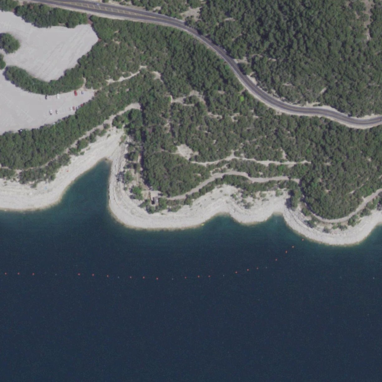 Aerial map of Hippie Hollow Beach