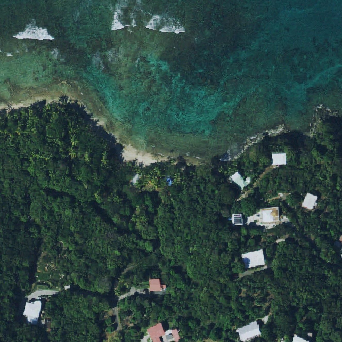 Aerial map of Hull Bay, U.S. Virgin Islands