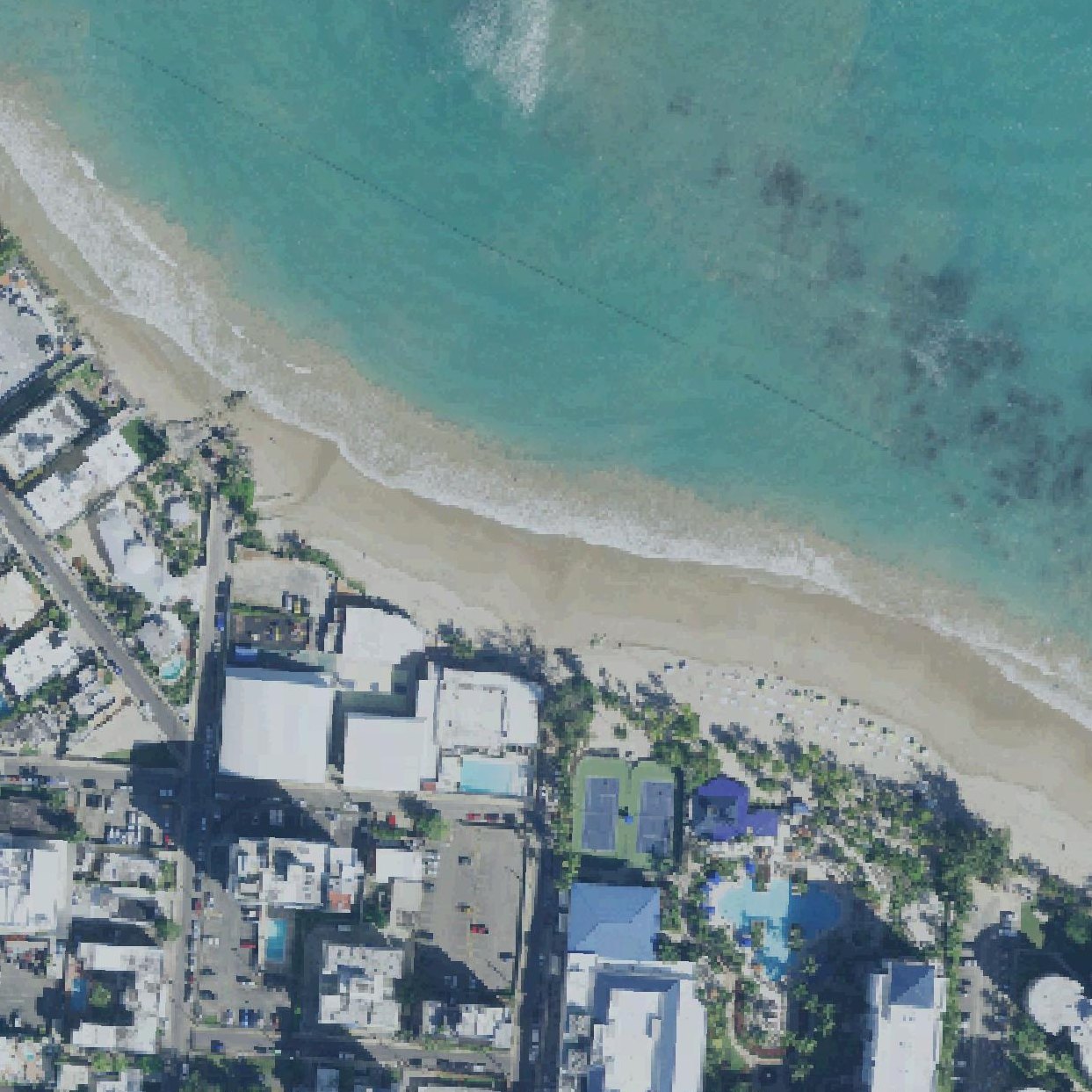 Aerial map of Isla Verde Beach