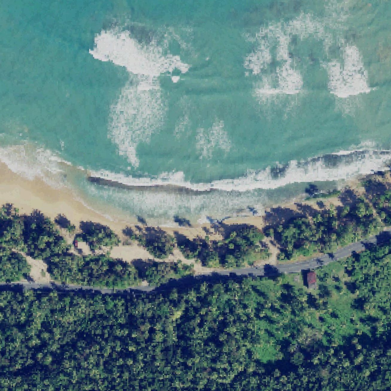 Aerial map of La cueva uvera piñones Beach