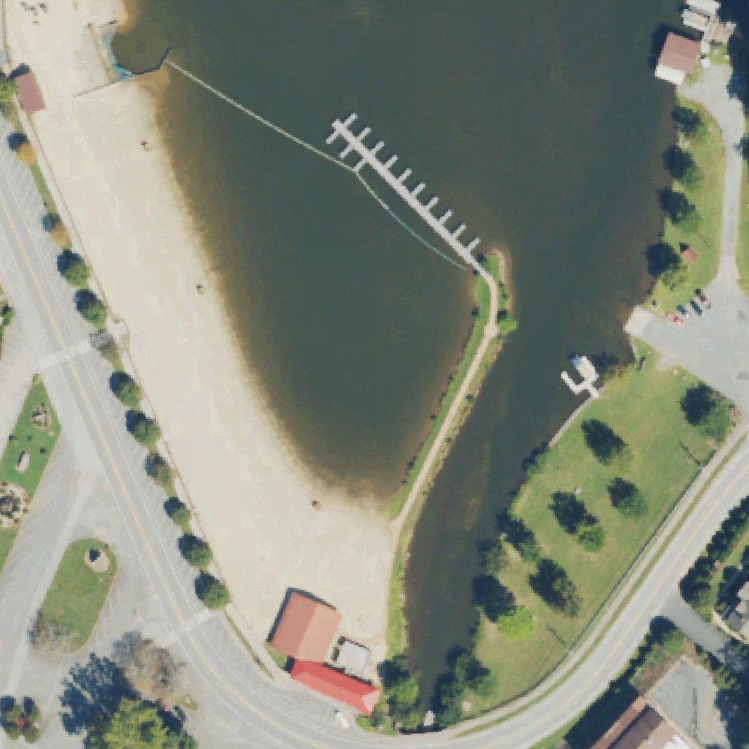Aerial map of Lake Lure Beach and Water Park