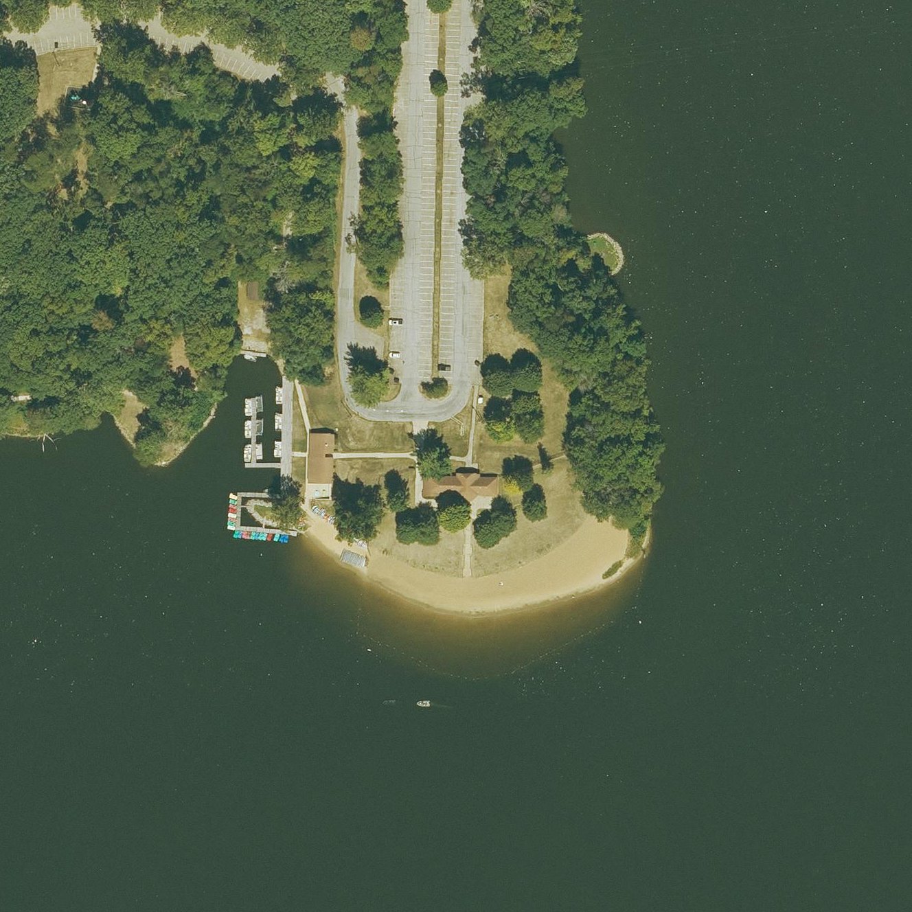 Aerial map of Lake MacBride Beach