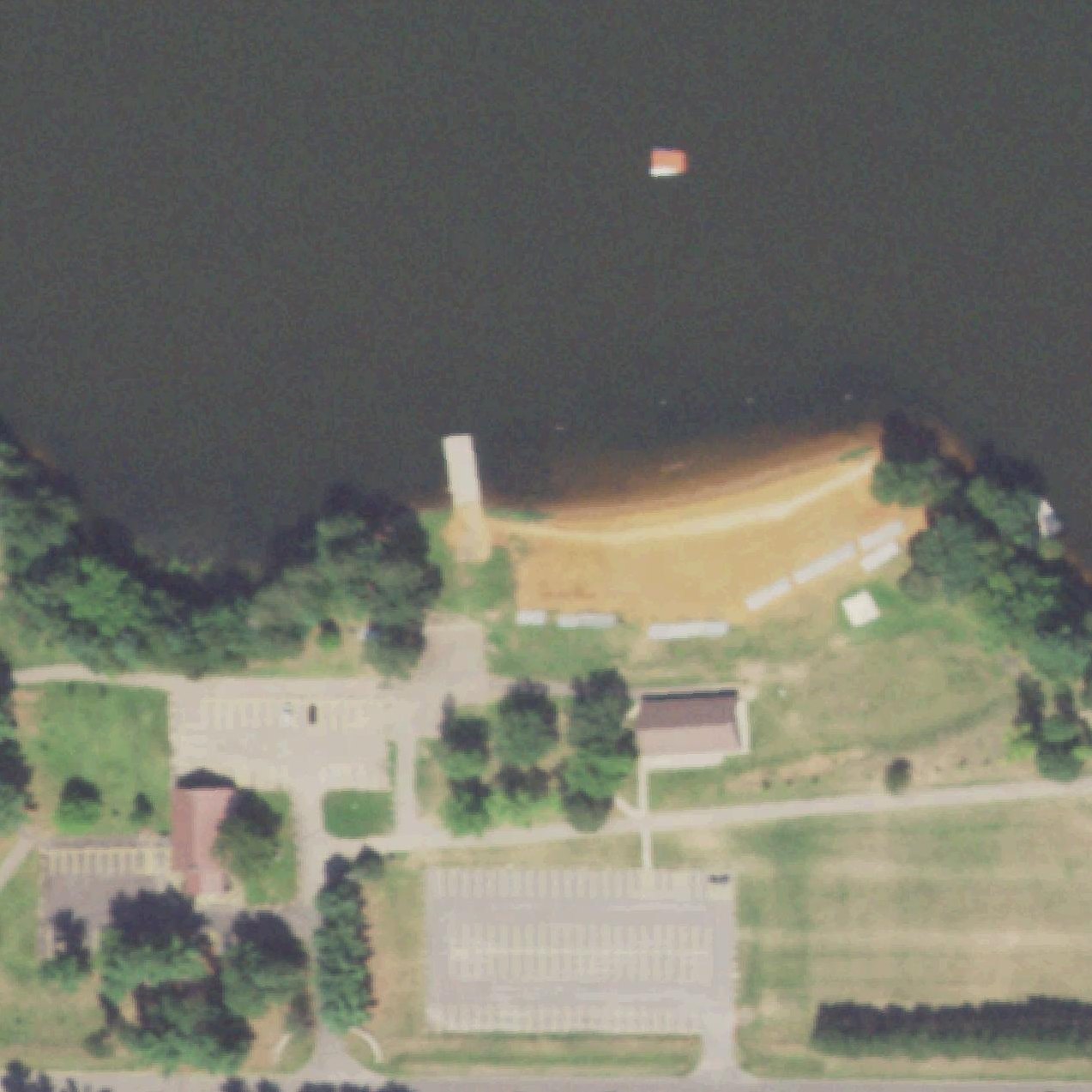 Aerial map of Lake Wazeecha Red Sand Beach