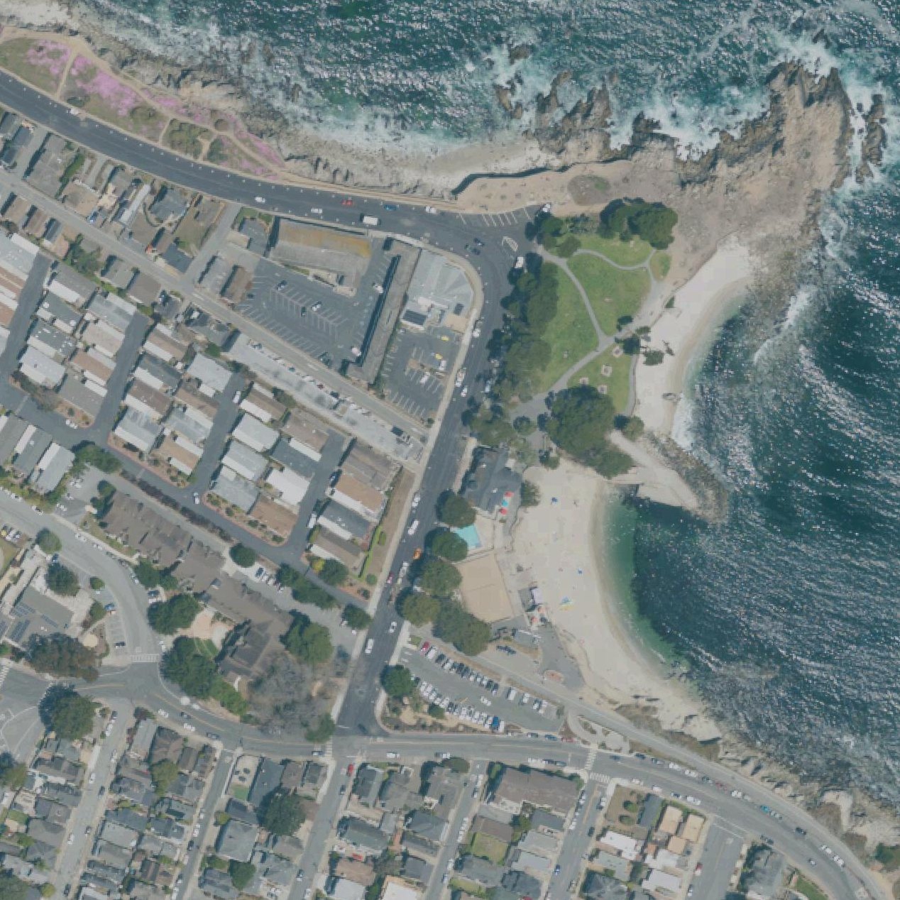 Aerial map of Lovers Point Beach