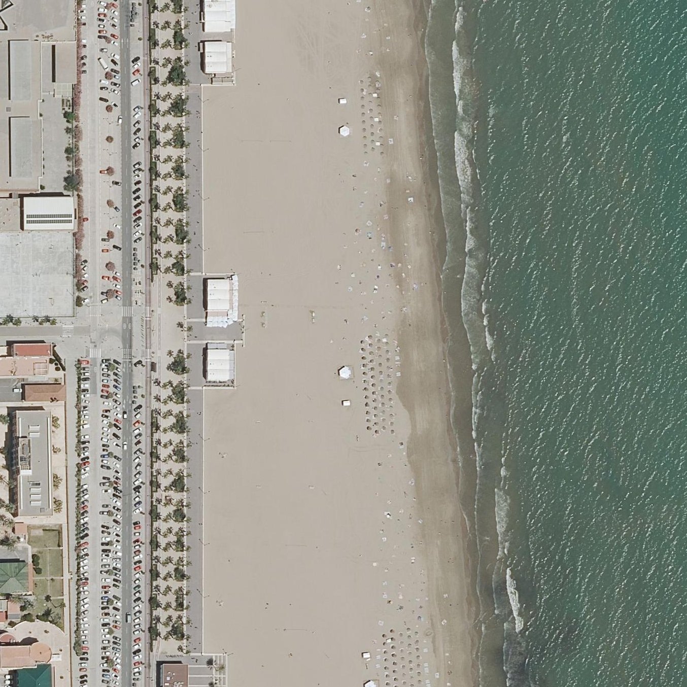 Aerial map of Malvarrosa beach (Valencia)
