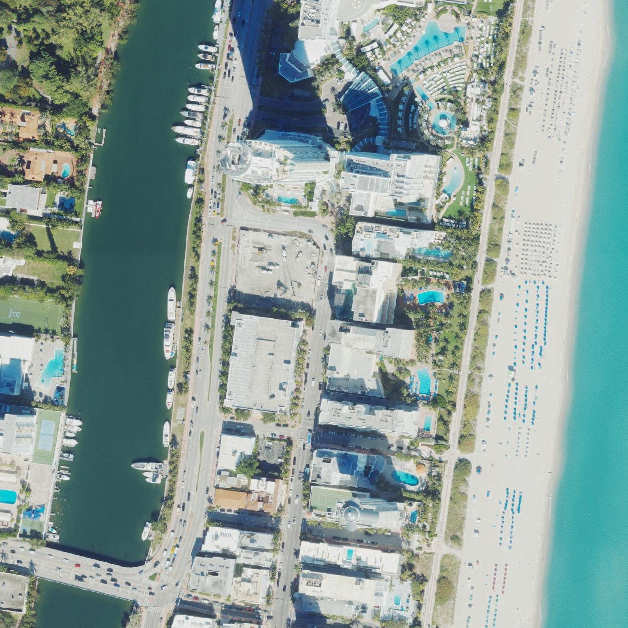 Aerial map of Miami beach