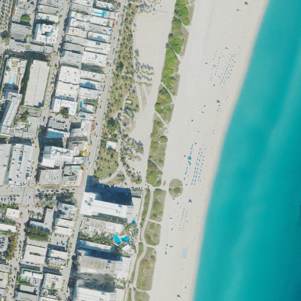 Aerial map of Ocean Drive Miami Beach
