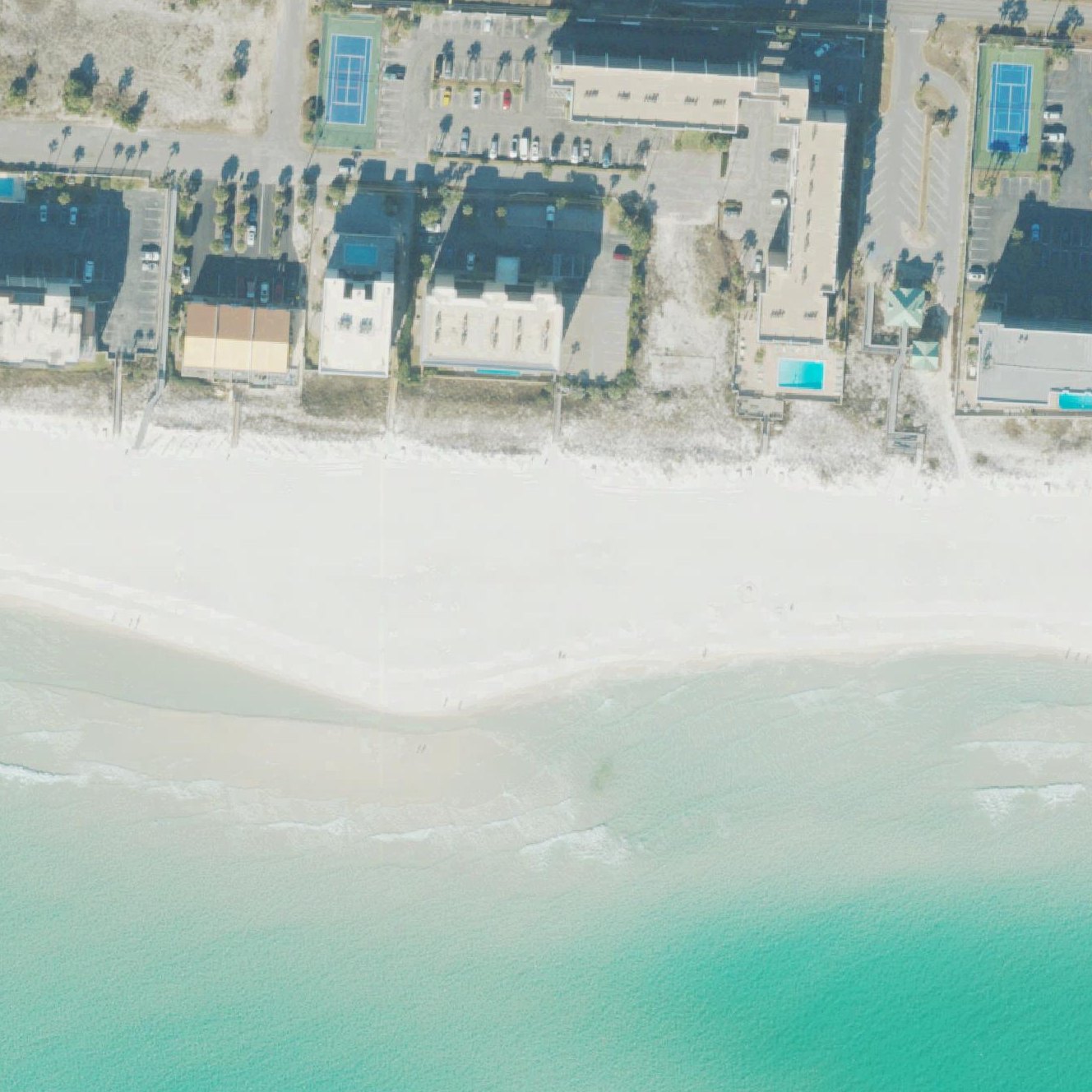 Aerial map of Okaloosa Island Beach Access Five, Doris Jordan Freeway Beachwalk
