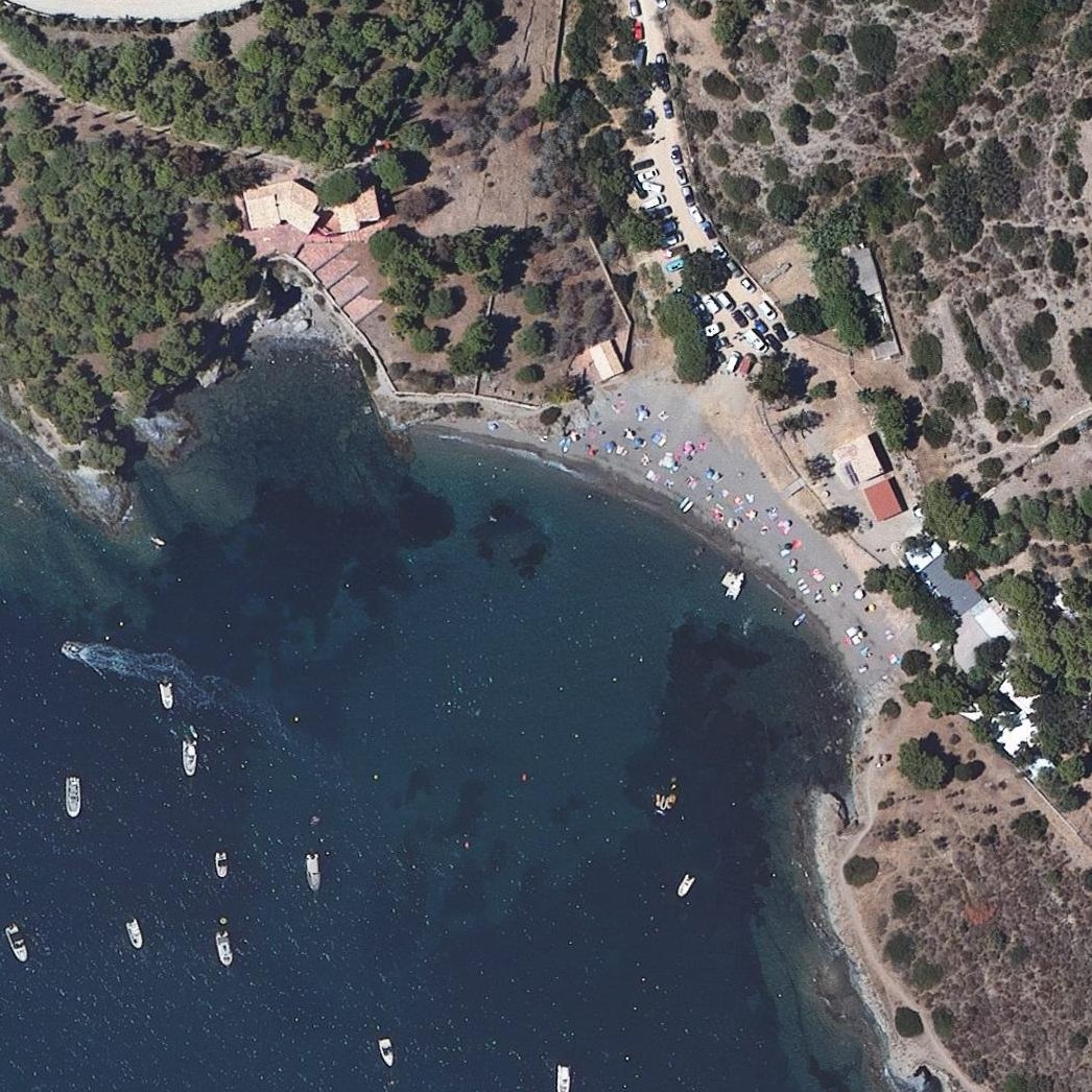 Aerial map of Platja Cala La Pelosa