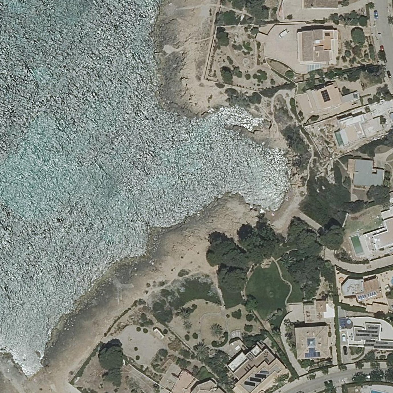 Aerial map of Platja Caló de ses Lleonardes