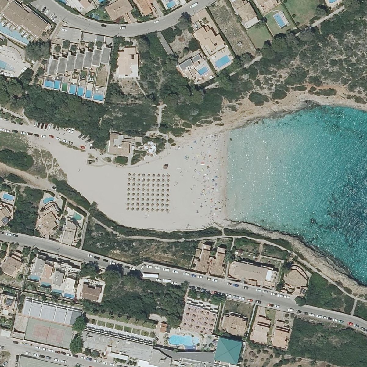 Aerial map of Platja de Cala Mendia