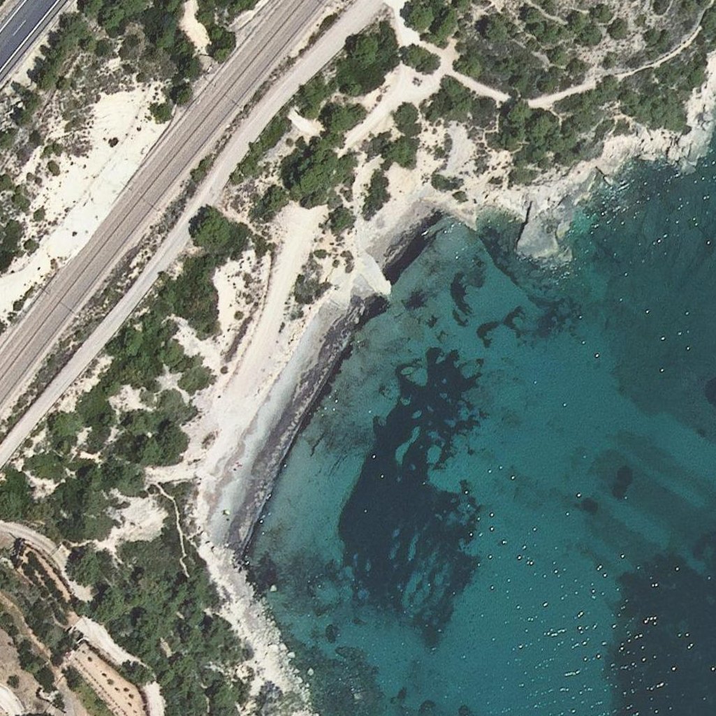 Aerial map of Platja de Cala Moros