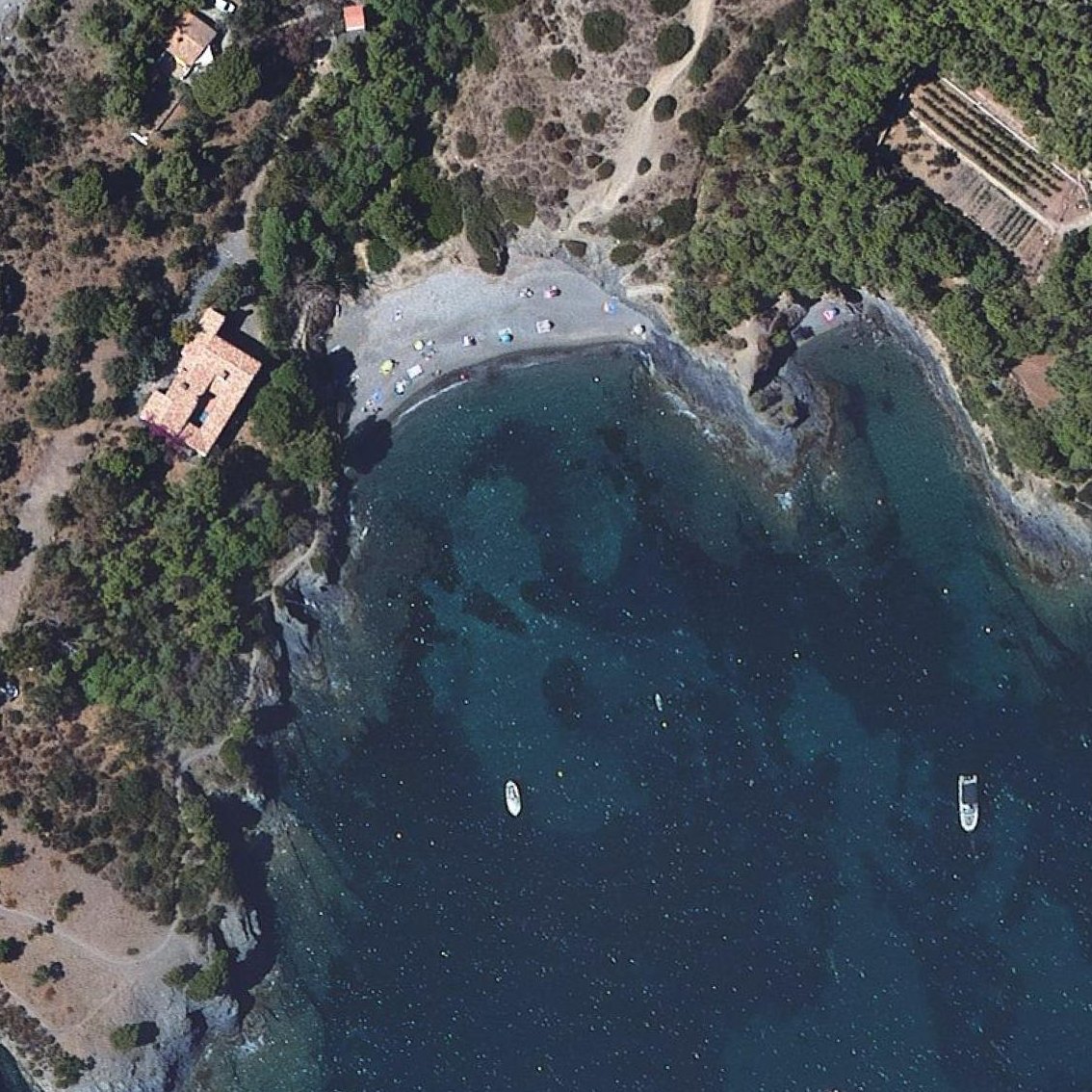 Aerial map of Platja de la Pelosa