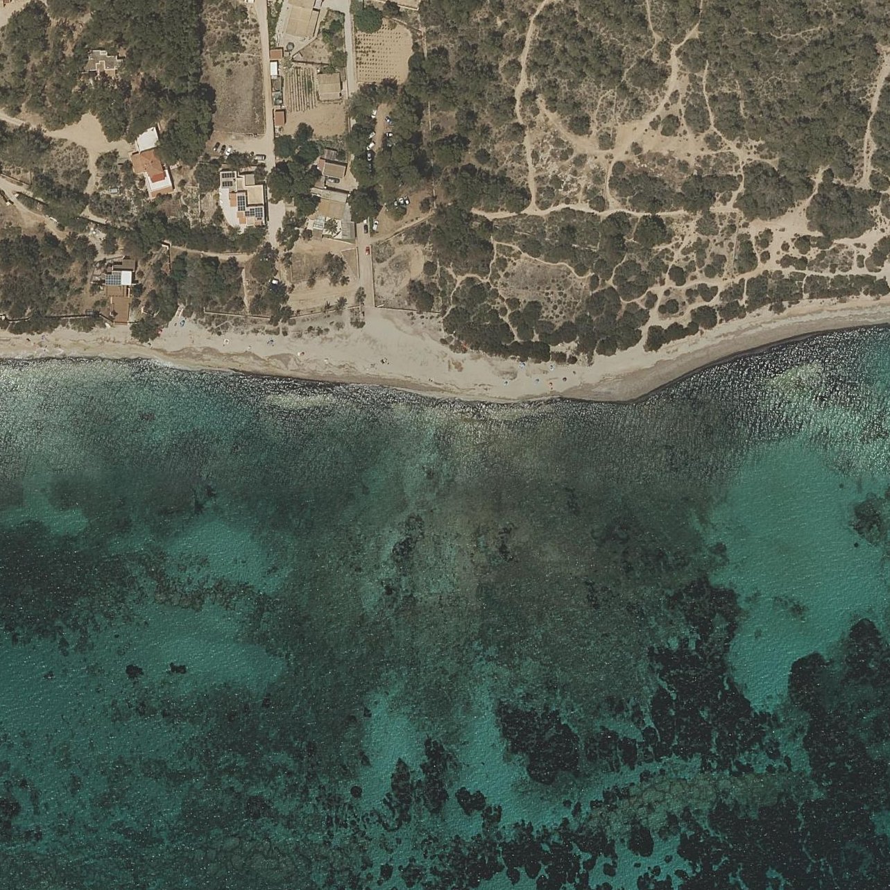 Aerial map of Platja de Migjorn