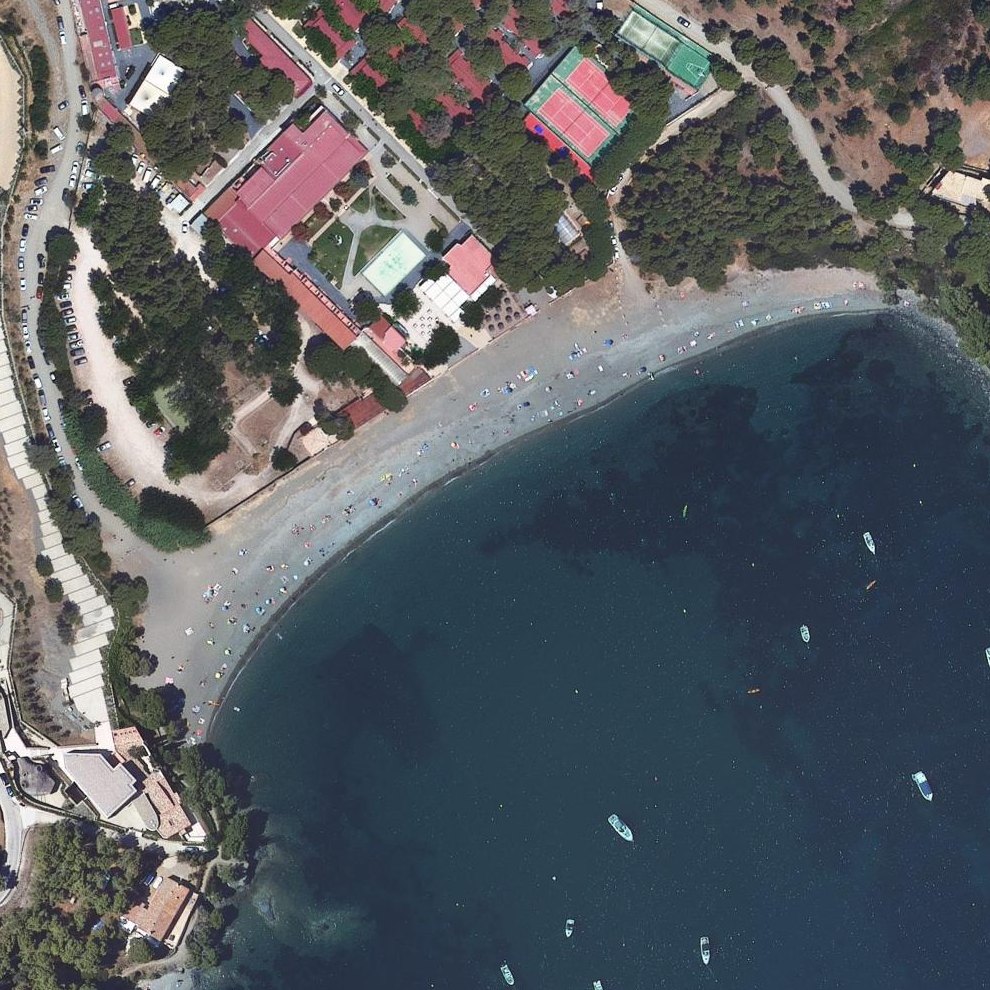 Aerial map of Platja de Montjoi