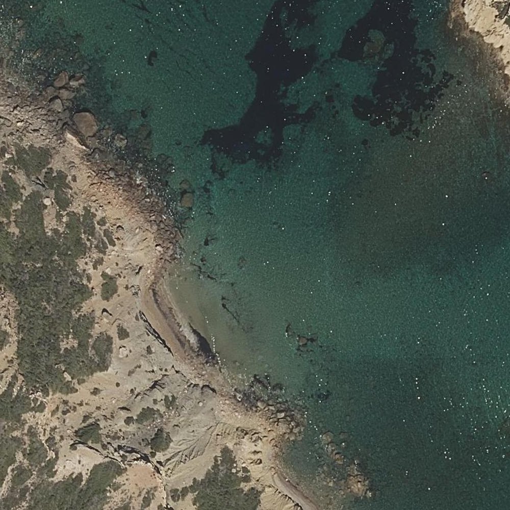 Aerial map of Platja de s'Illot de s'Ora