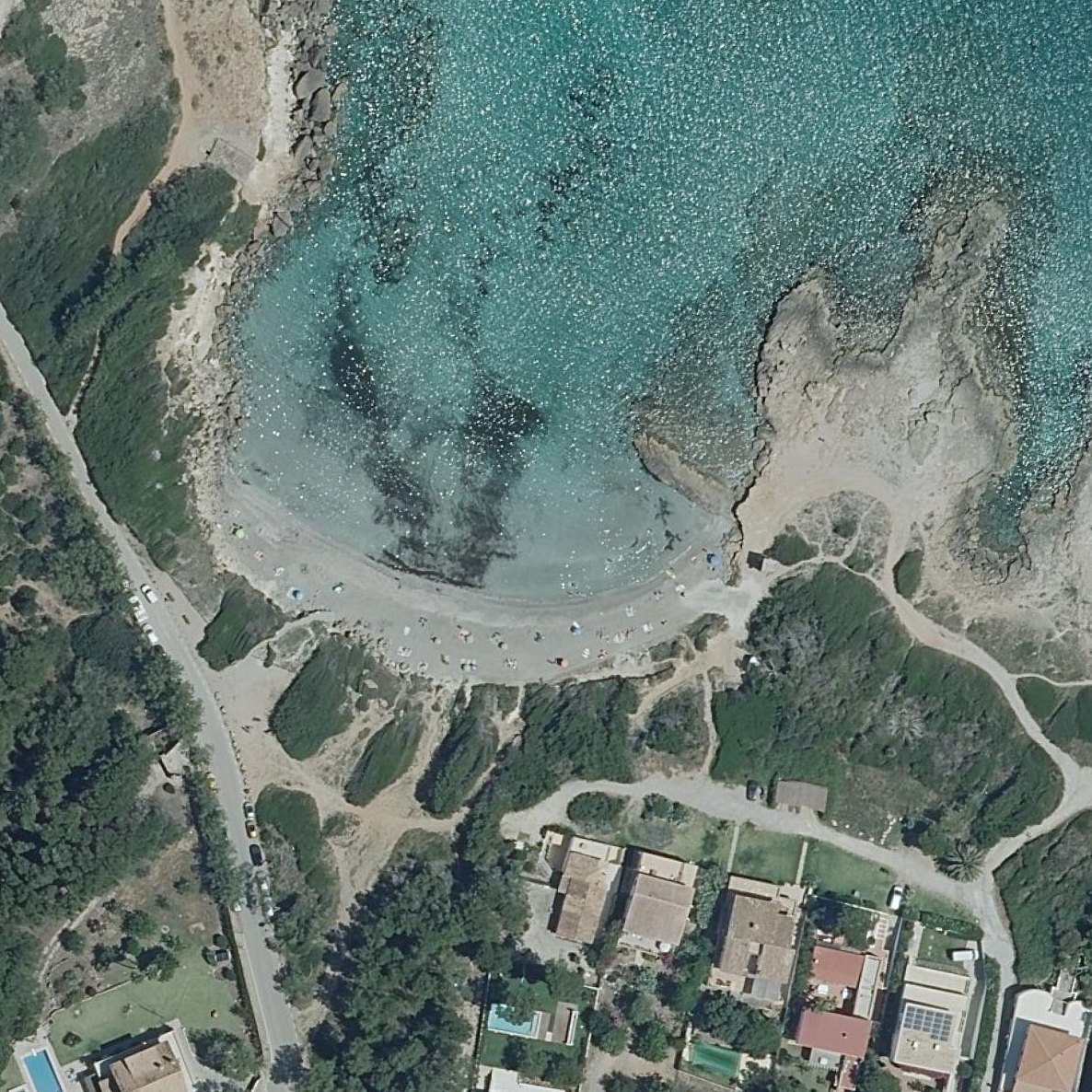 Aerial map of Platja de Sa Font de Sant Joan