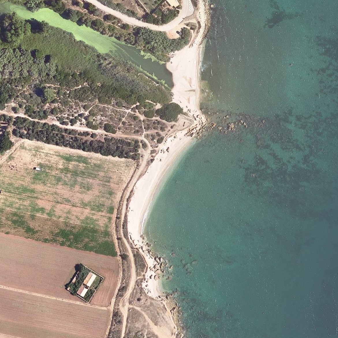 Aerial map of Platja del Riu de la Sénia