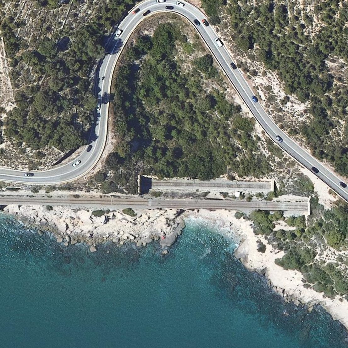 Aerial map of Platja dels Ponts