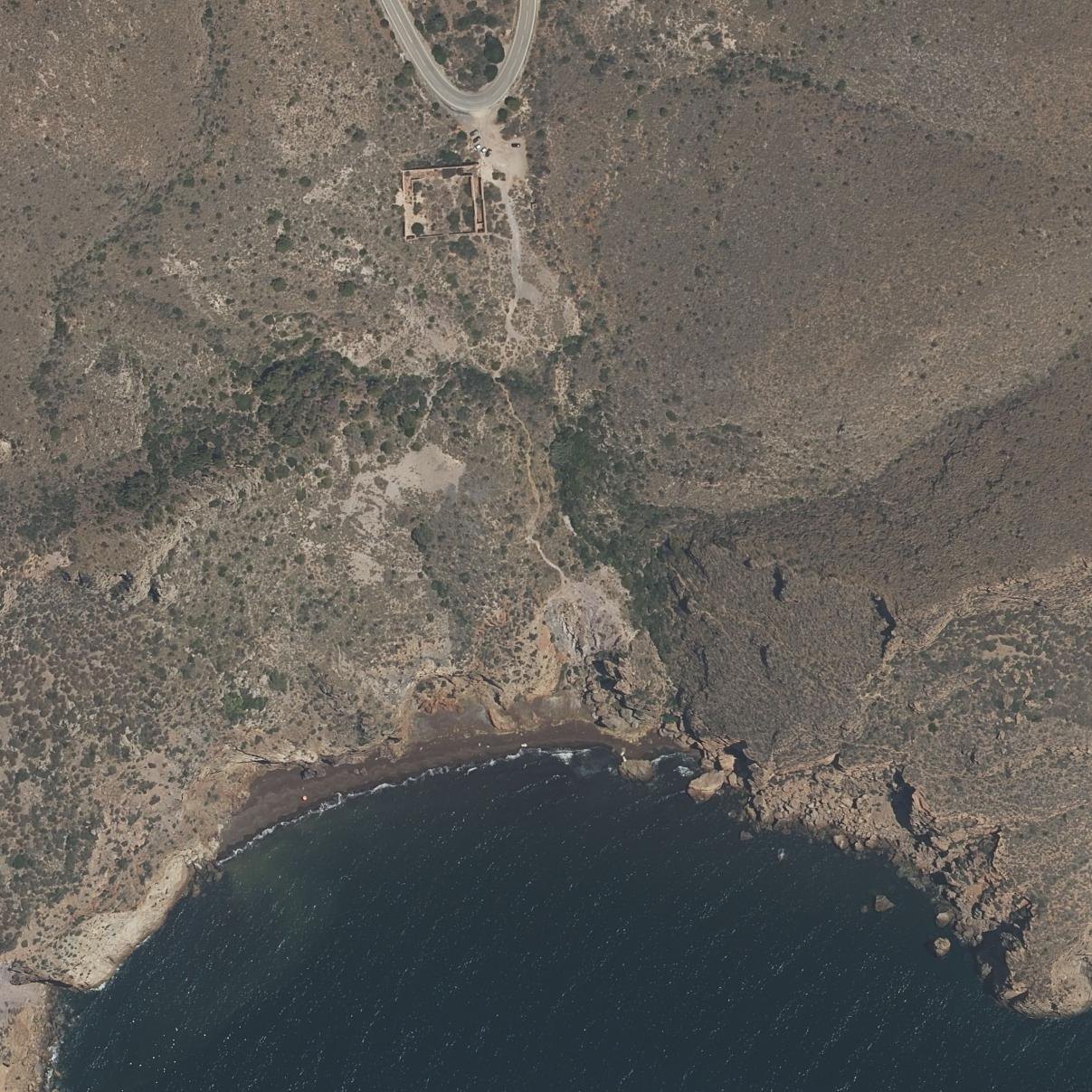 Aerial map of Playa Cola Del Caballo. Portman