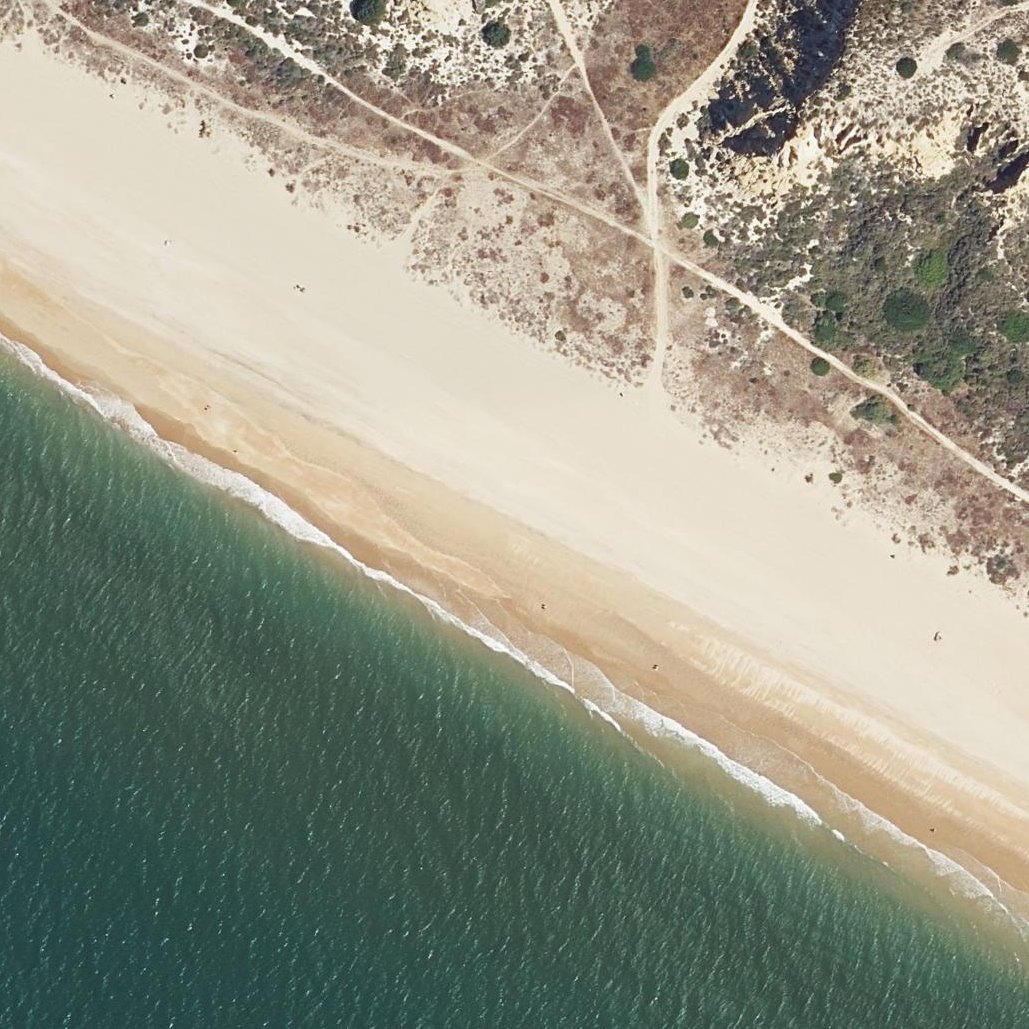 Aerial map of Playa de las Huesas. Mazagón