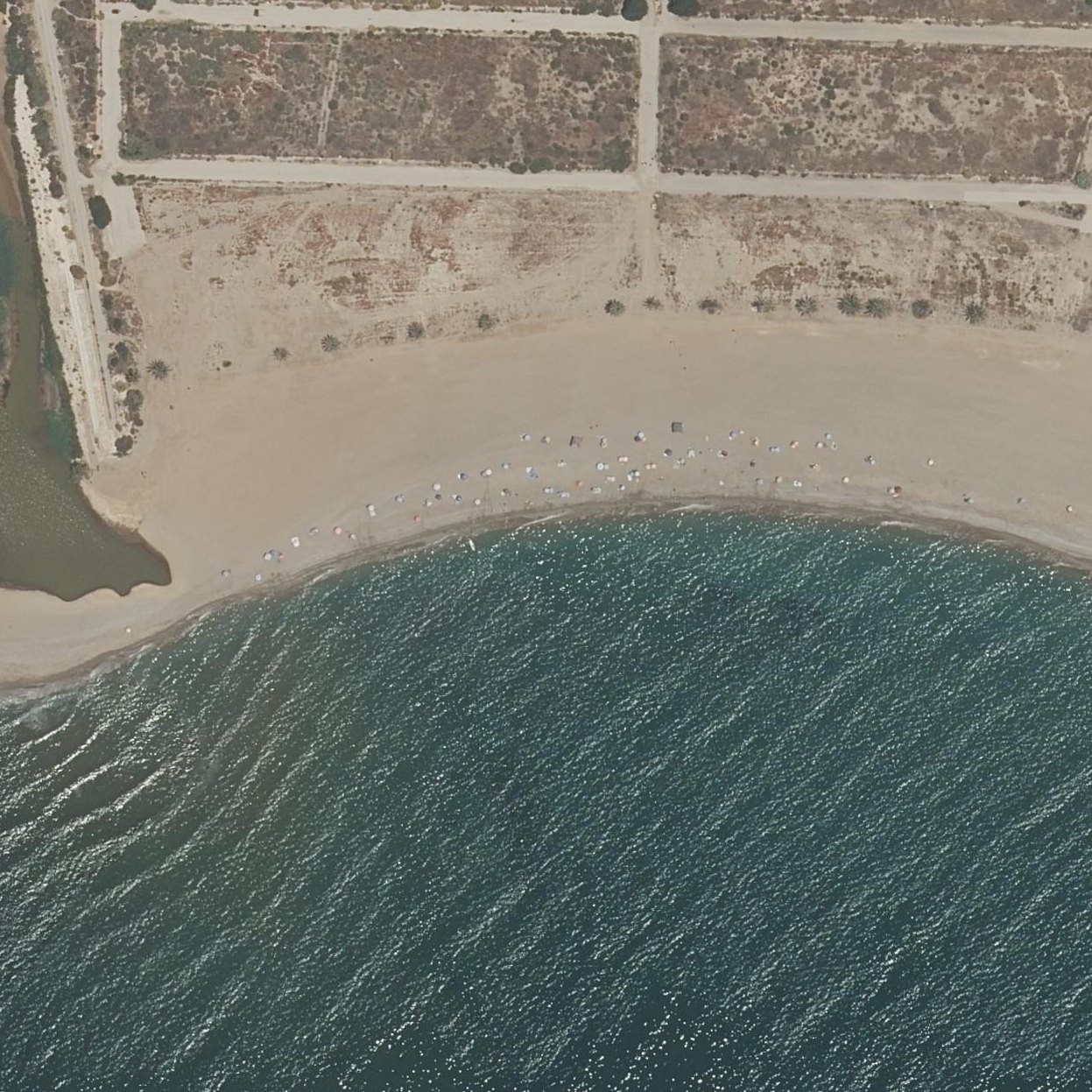 Aerial map of Playa de Las Moreras. Playa Canina