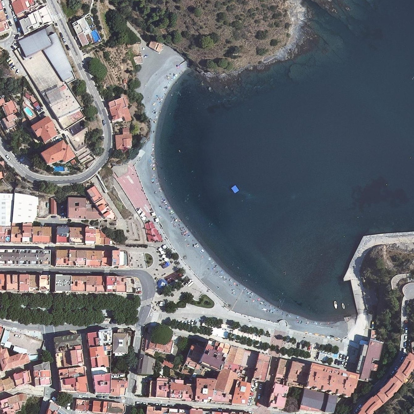 Aerial map of Playa de Portbou