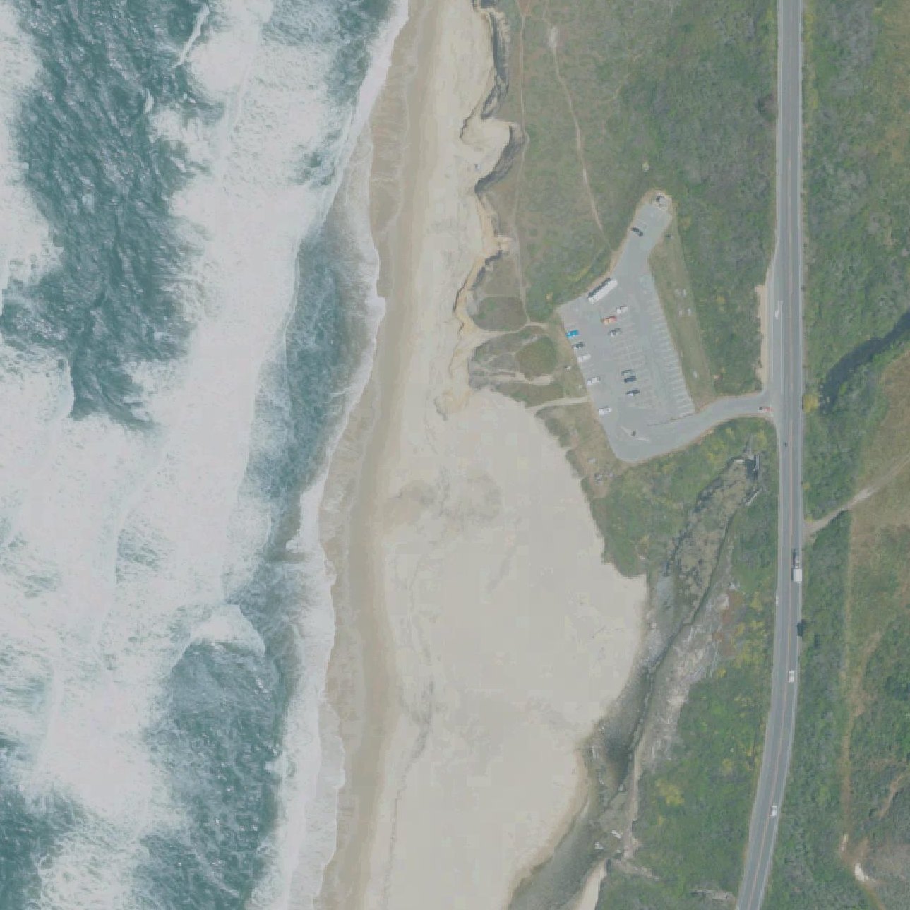 Aerial map of Pomponio State Beach