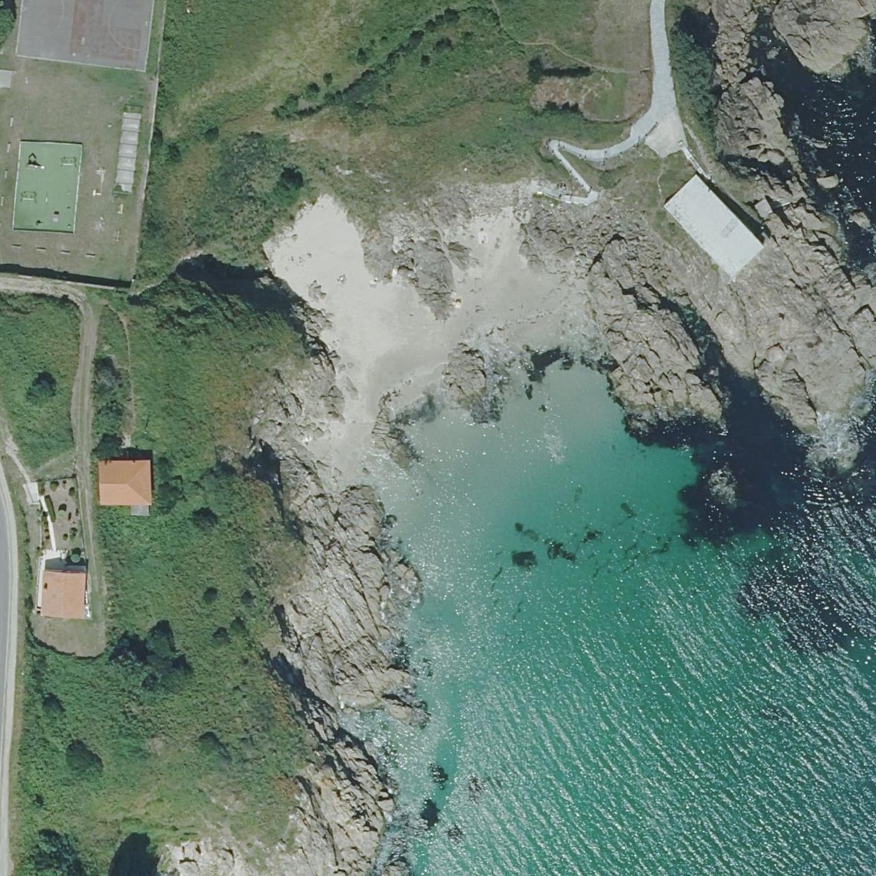 Aerial map of Praia Corveiro