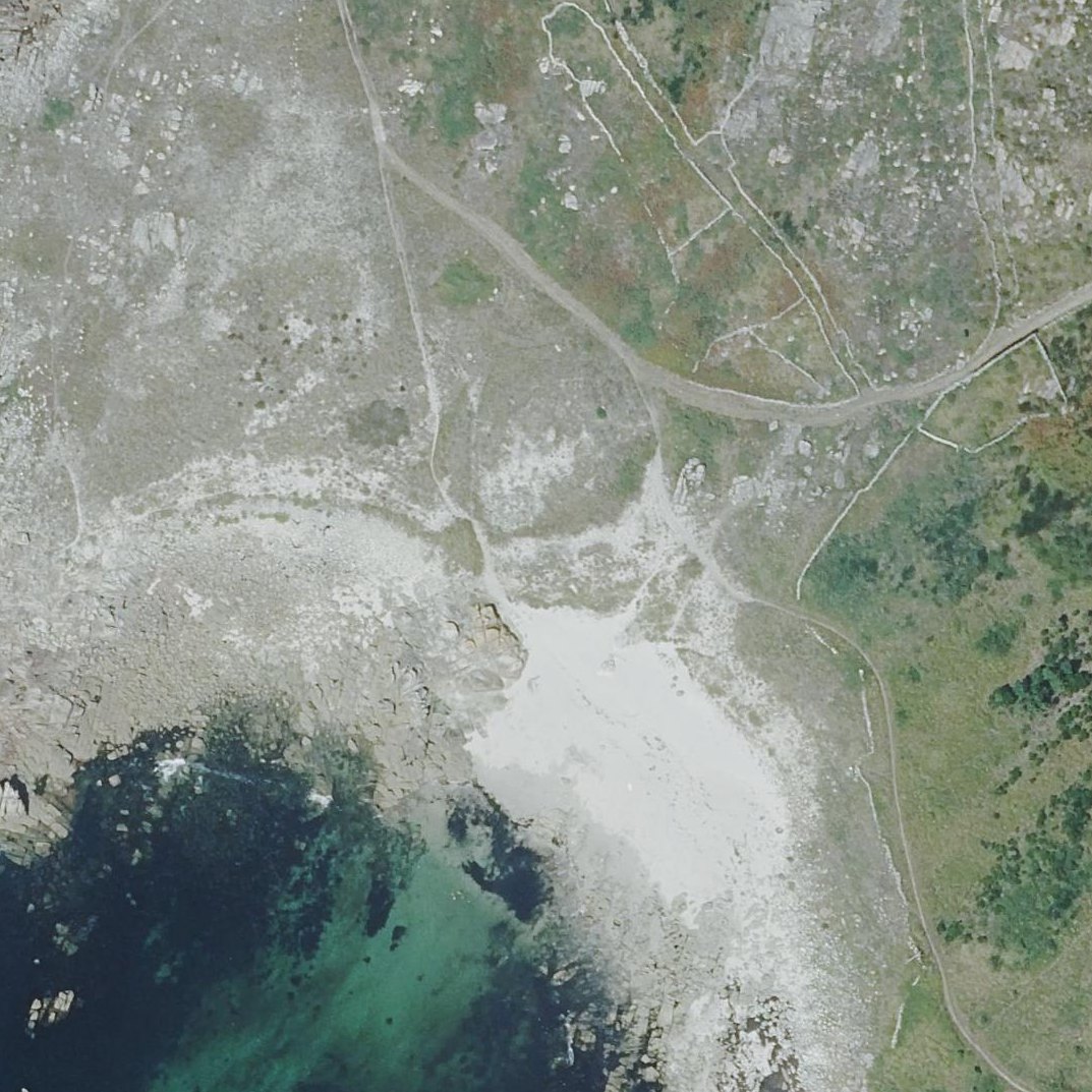Aerial map of Praia da Area Branca