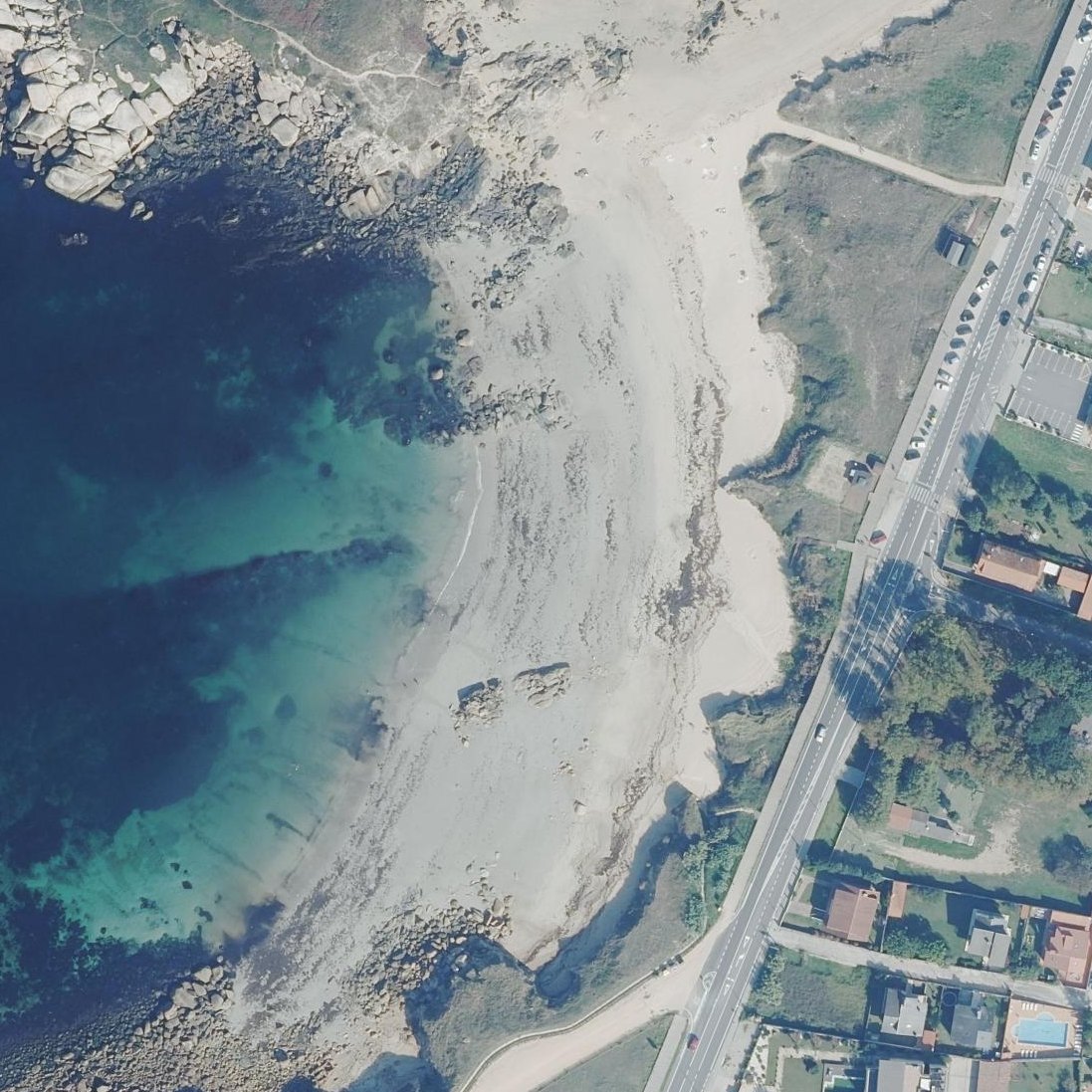 Aerial map of Praia de Area Gorda