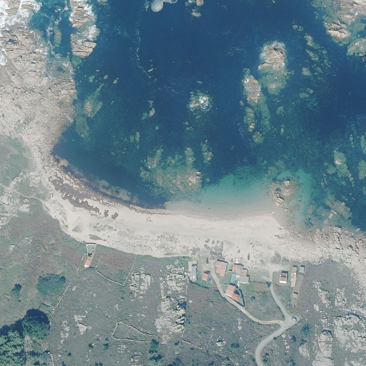 Aerial map of Praia de Area Lobeiras