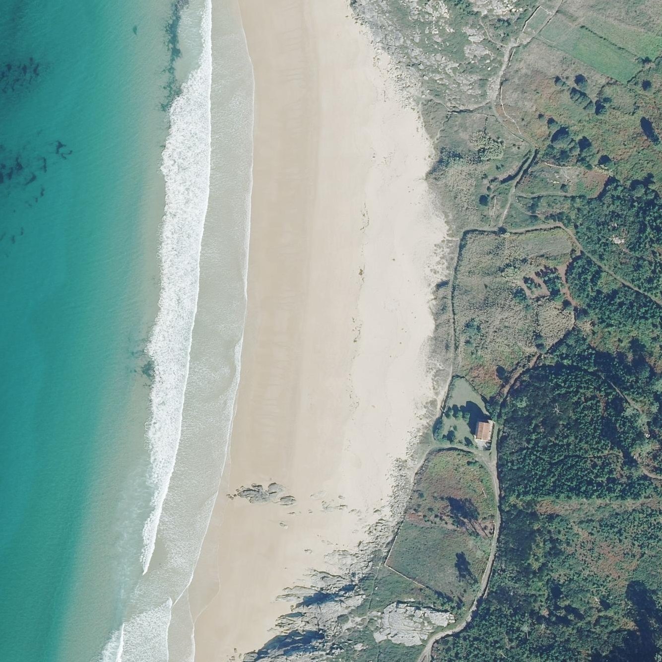 Aerial map of Praia de Área Longa Ou Baroña
