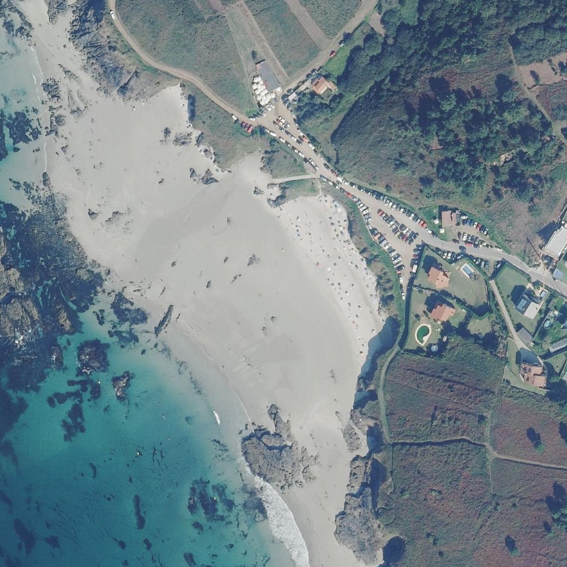 Aerial map of Praia de Bascuas