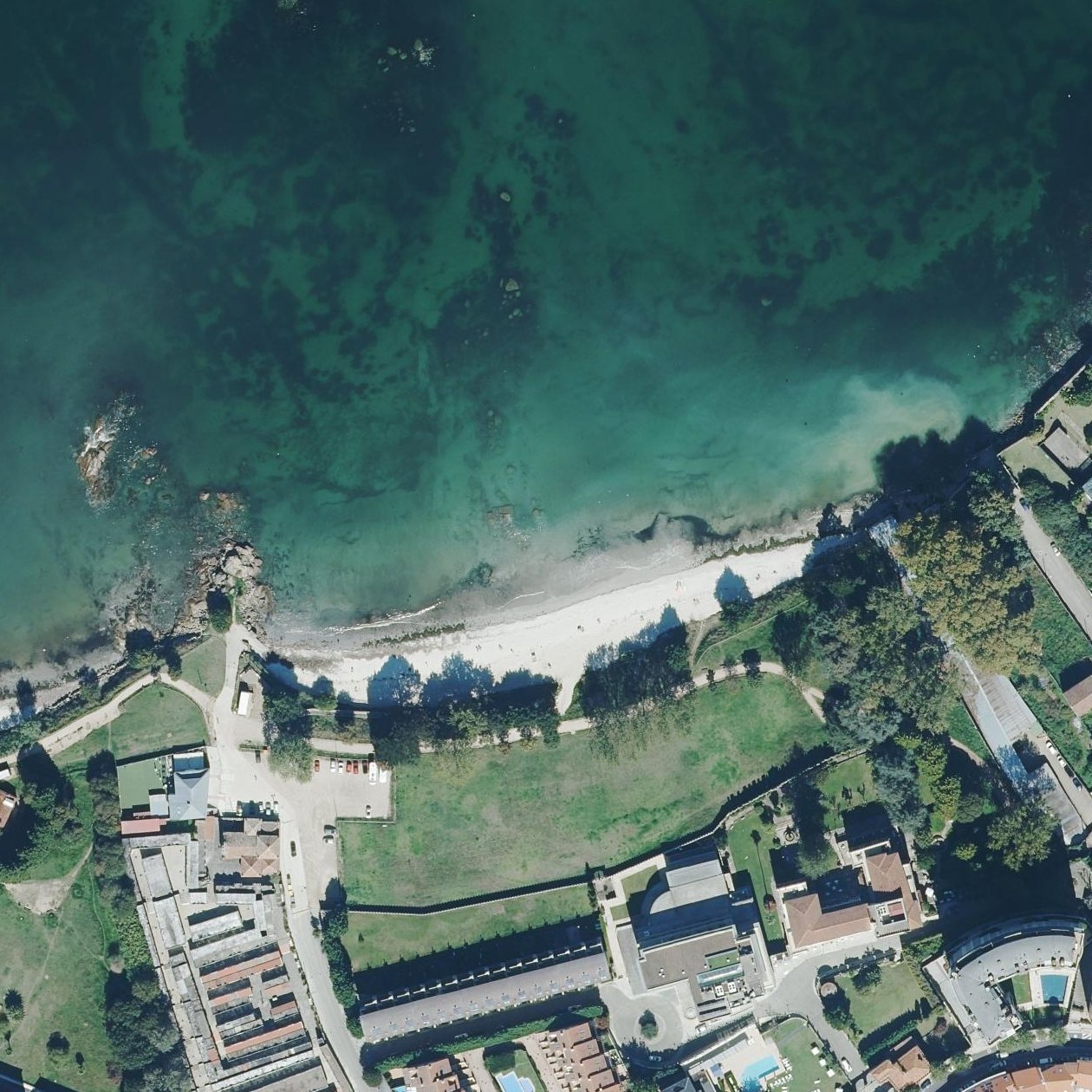Aerial map of Praia de Bouzas