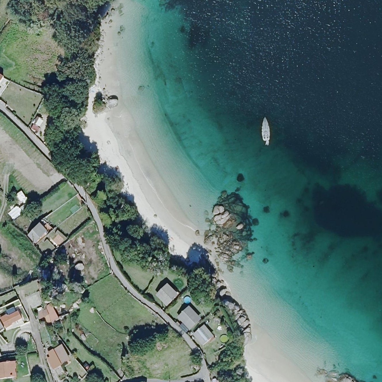 Aerial map of Praia de Castiñeiras